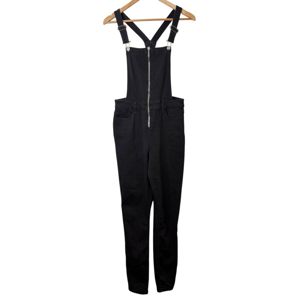 Guess Jeans Women's Black Bib Overalls Size M Denim Y2k Pockets Casual